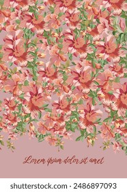 Floral greeting card template design. 