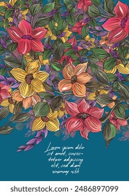 Floral greeting card template design. 