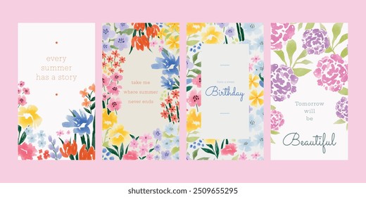 Floral greeting card template vector