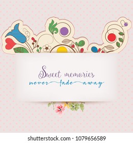 Floral greeting card with text message. Design elements for scrapbooks