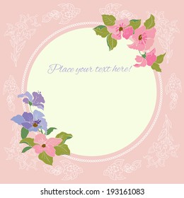 Floral greeting card with text.Birthday,wedding card.