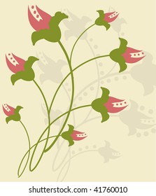 Floral greeting card. Vector.