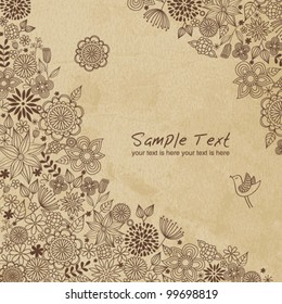 Floral greeting card in vintage style