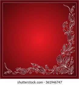 Floral greeting frame elements for design. Vector illustration. Bright illustration, can be used as greeting card, invitations for wedding, birthday, valentine's day .Paisley Doodle Flowers Design.