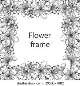 Floral greeting wedding frame. Vector image. 