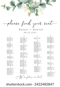 Floral grenery Wedding welcome sign, Sitting Chart