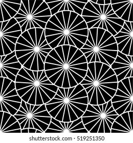 Floral grid, circle, mosaic, tile, line, seamless vector background.