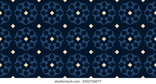 Floral grid pattern stylish oriental background seamless vector graphic. Abstract filigree tiles minimal geometric design fabric, textile, wallpaper. Easy to recolor all over print block.