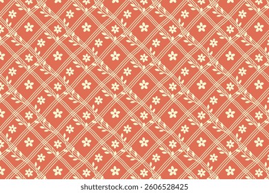 Floral Grid Seamless Pattern Design Background