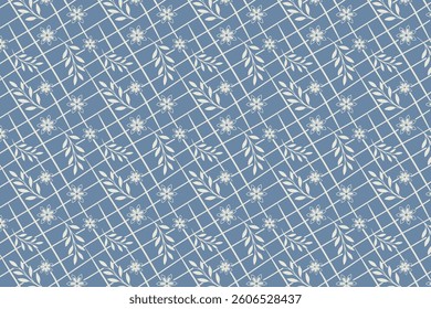 Floral Grid Seamless Pattern Design Background