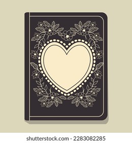 Floral Ground Heart Shape Pattern of Book Cover, Template, Diary Design.