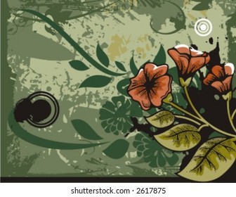 Floral Grunge Background Series. Check my portfolio for much more of this series as well as many more similar and other great vector items.
