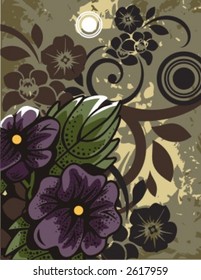 Floral Grunge Background Series. Check my portfolio for much more of this series as well as many more similar and other great vector items.