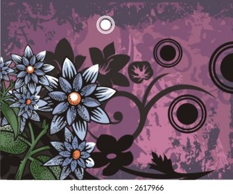 Floral Grunge Background Series. Check my portfolio for much more of this series as well as many more similar and other great vector items.