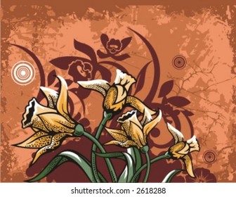 Floral Grunge Background Series. Check my portfolio for much more of this series as well as many more similar and other great vector items.