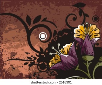 Floral Grunge Background Series. Check my portfolio for much more of this series as well as many more similar and other great vector items.