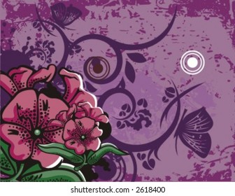 Floral Grunge Background Series. Check my portfolio for much more of this series as well as many more similar and other great vector items.