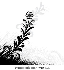 Floral grunge background with space of your text, vector illustration