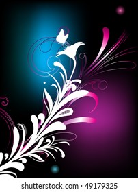 Floral grunge background with space of your text, vector illustration, no mesh in this vector