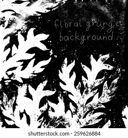 Floral grunge background. Vector artistic banner.