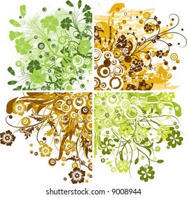 Floral grunge backgrounds, vector illustration