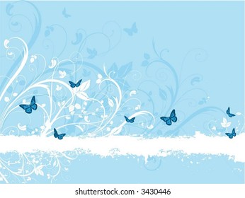 Blumenbrühe mit Schmetterlingen - Vektorgrafik