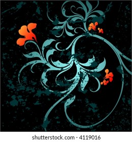 Floral grunge design elements