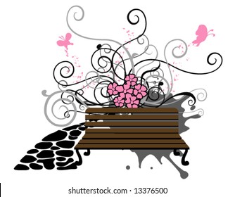 Floral Grunge Design - Vector