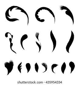 Floral grunge elements. Vector ornate brush strokes. Art elements. Vector set. Decorative natural shapes. Isolated grunge shapes. Hand drawn ornate floral elements.