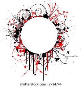 Floral grunge frame - vector