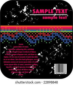 floral grunge sample text frame with lines at background and barcode