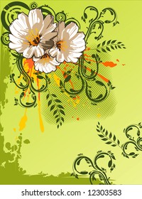 floral grunge vector
