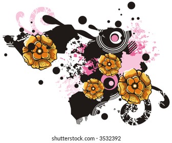 Floral grunge vector background.