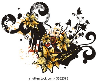 Floral grunge vector background.