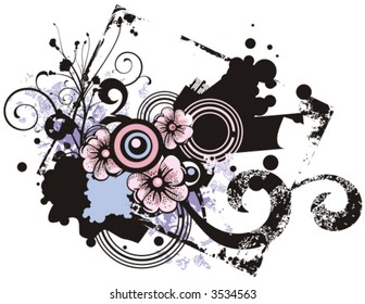 Fondo vectorial de grunge floral.