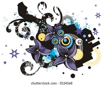 Floral grunge vector background.
