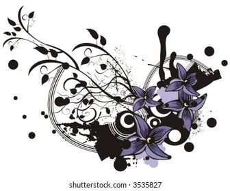 Floral grunge vector background.