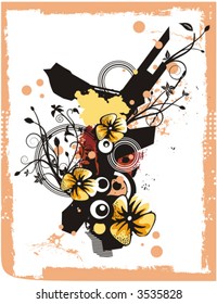 Floral grunge vector background.