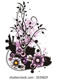 Floral grunge vector background.