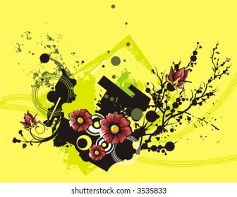 Floral grunge vector background.