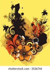 Floral grunge vector background.