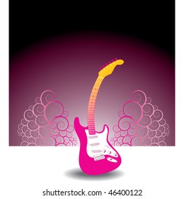 Floral, guitar, vector musical background