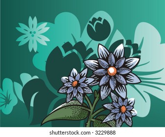 Floral halftone vector background. Check my portfolio for more of this series as well as thousands of other great vector items.