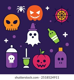 Floral Halloween pattern featuring skulls and pumpkins for decor