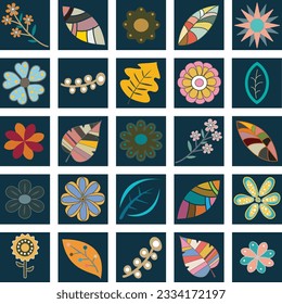 Floral hand draw. Floral elements for design. Frames. Vector illustration, Floral collection with leaves, vector spring art print with, happy easter, folk style, poster for spring