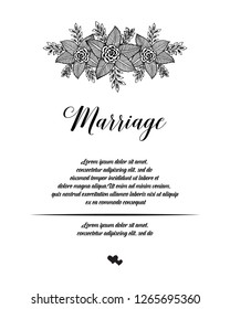 Floral hand draw marriage greeting card vector art