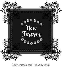 Floral hand draw for now forever card vector illustration
