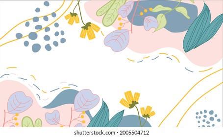 floral hand drawing abstract design for cover, magazine, brochure. retro 80s style. vector illustration