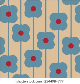 Florale Handzeichnung Zusammensetzung.Moderne geometrische Blumenmuster. Retro skandinavischen Stil.
