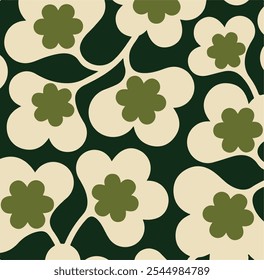 Floral hand drawing composition.Modern geometric flower pattern. Retro Scandinavian style.